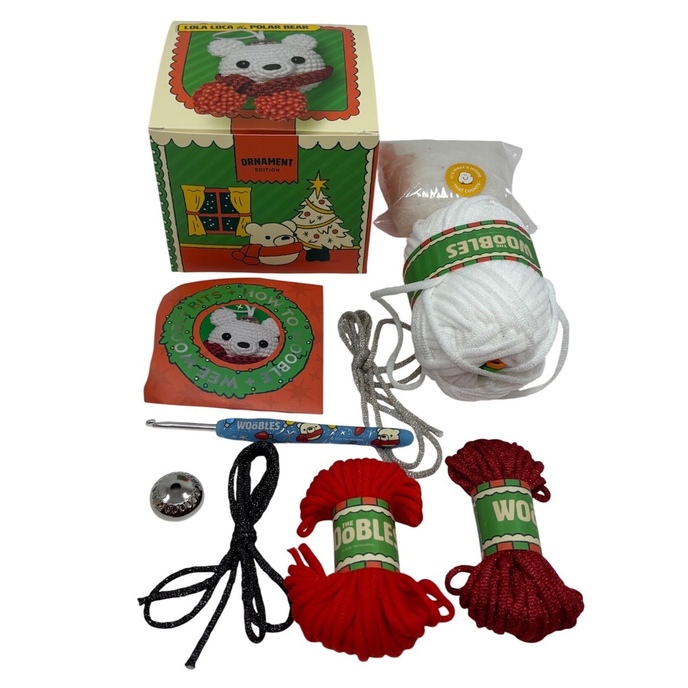The Woobles Lola Loca the Polar Bear Ornament Crochet Kit Hook Box o Wooblements